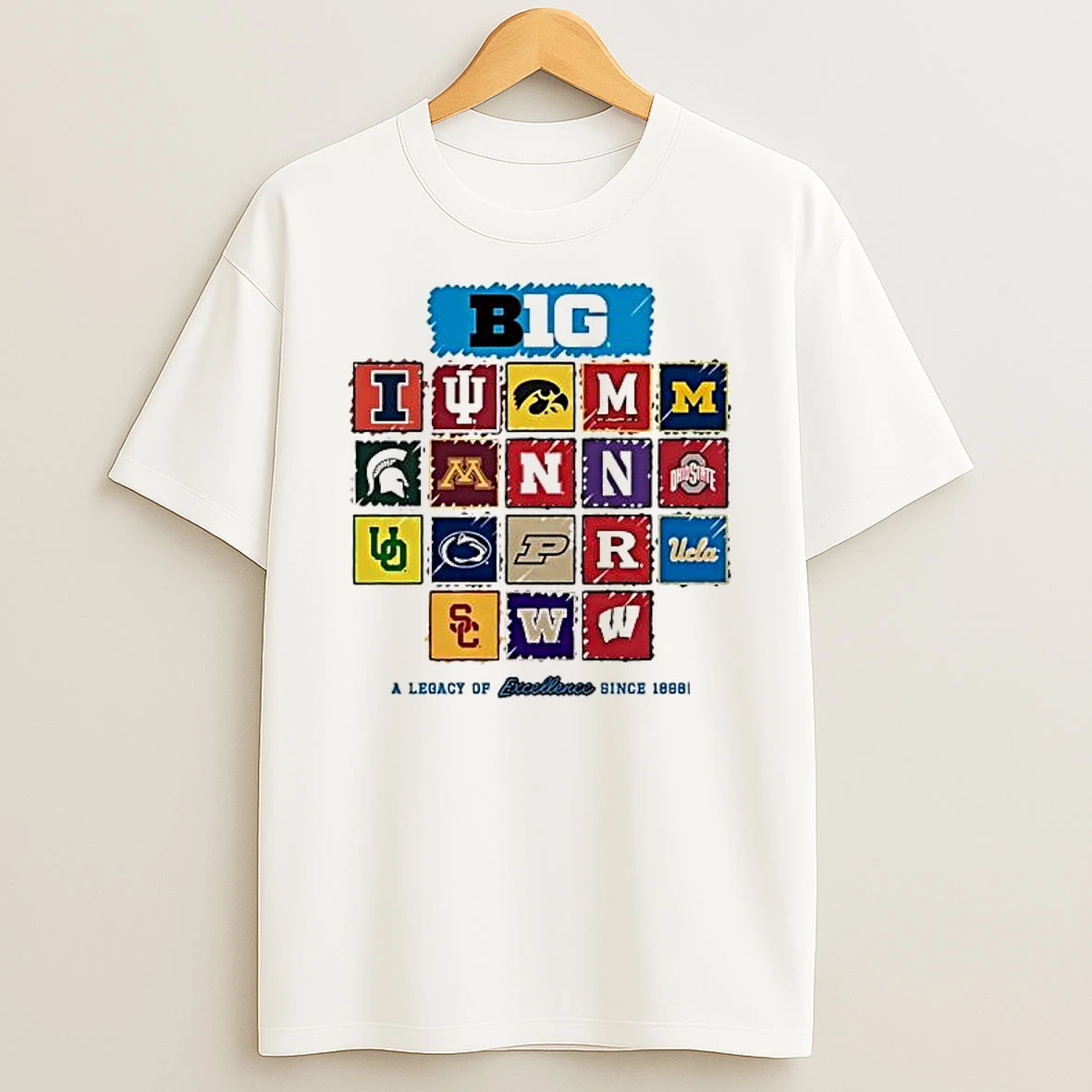 Big Ten White 2024 Inaugural Year Short Sleeve Fashion Vintage Shirts