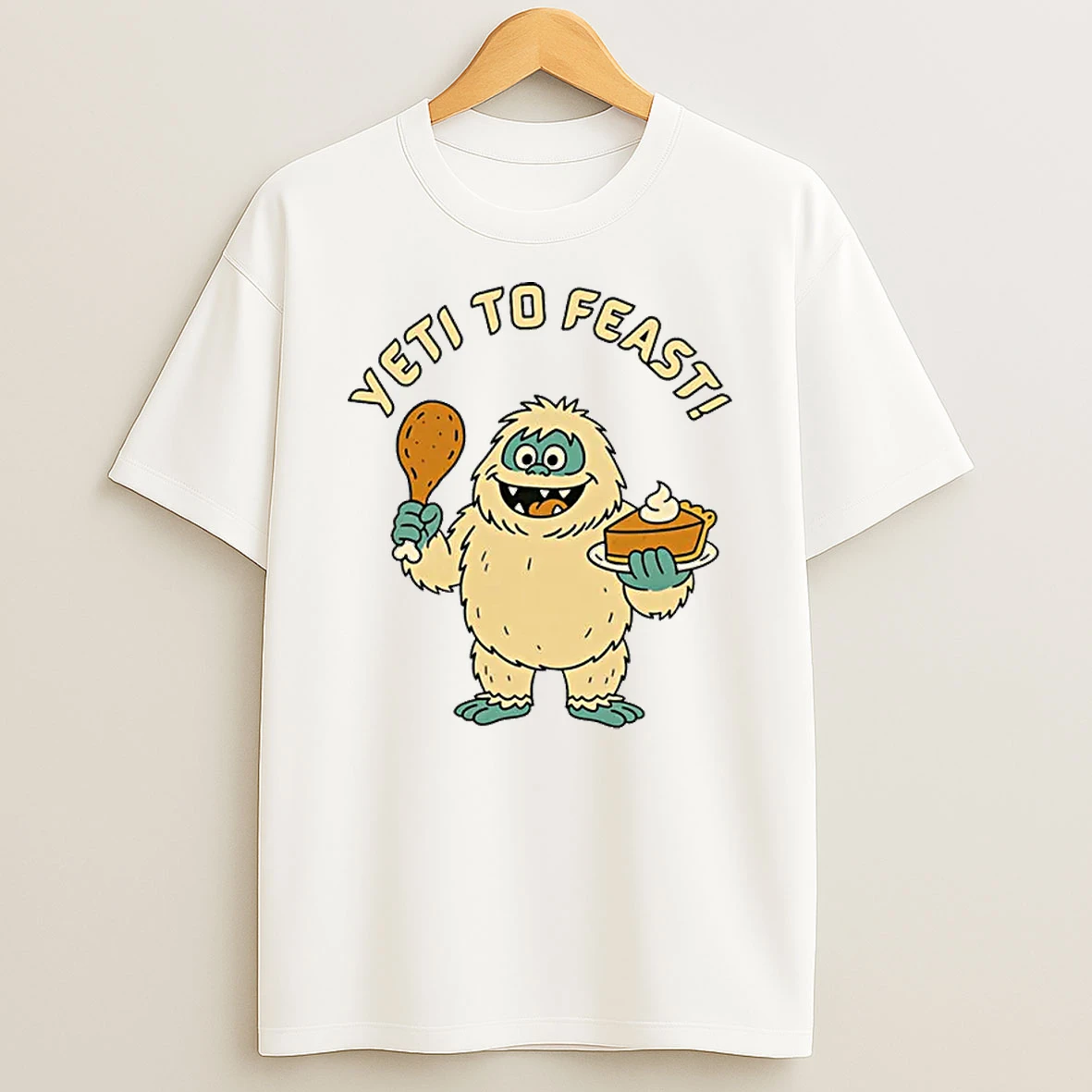 Bigfoot Turkey And Pumpkin Pie Feast Thanksgiving Shirts