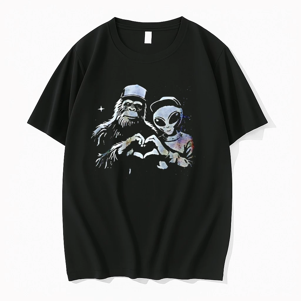 Bigfoot And Alien Hand Heard Shirts
