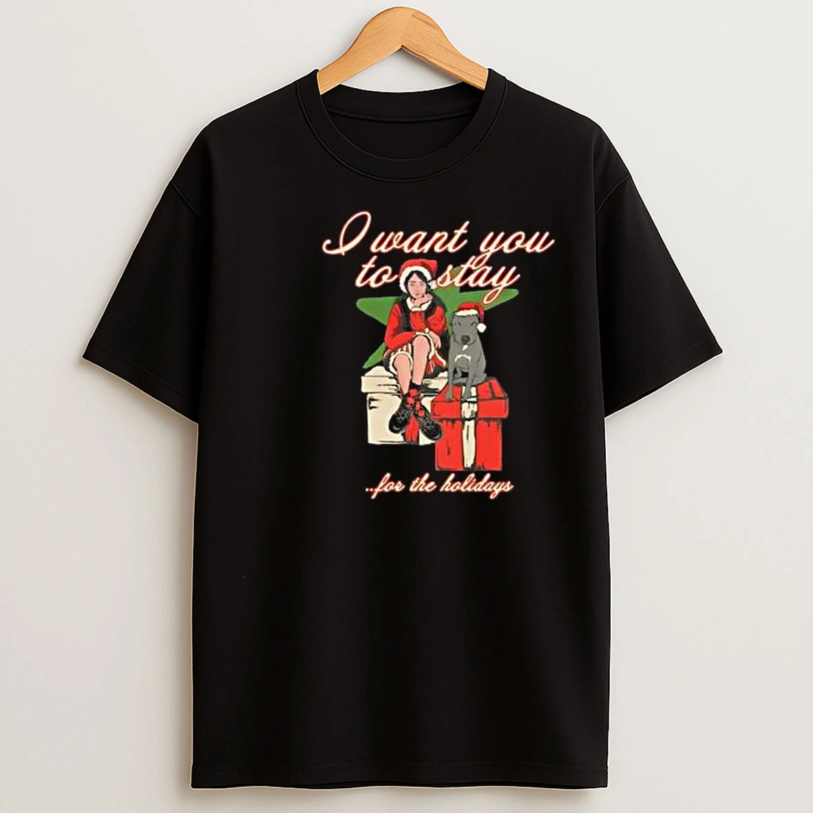Billie Eilish Stay For The Holidays 2025 Circle Black T Shirts