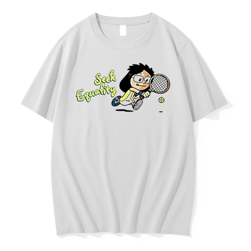 Billie Jean King Seek Equality Cartoon Shirts