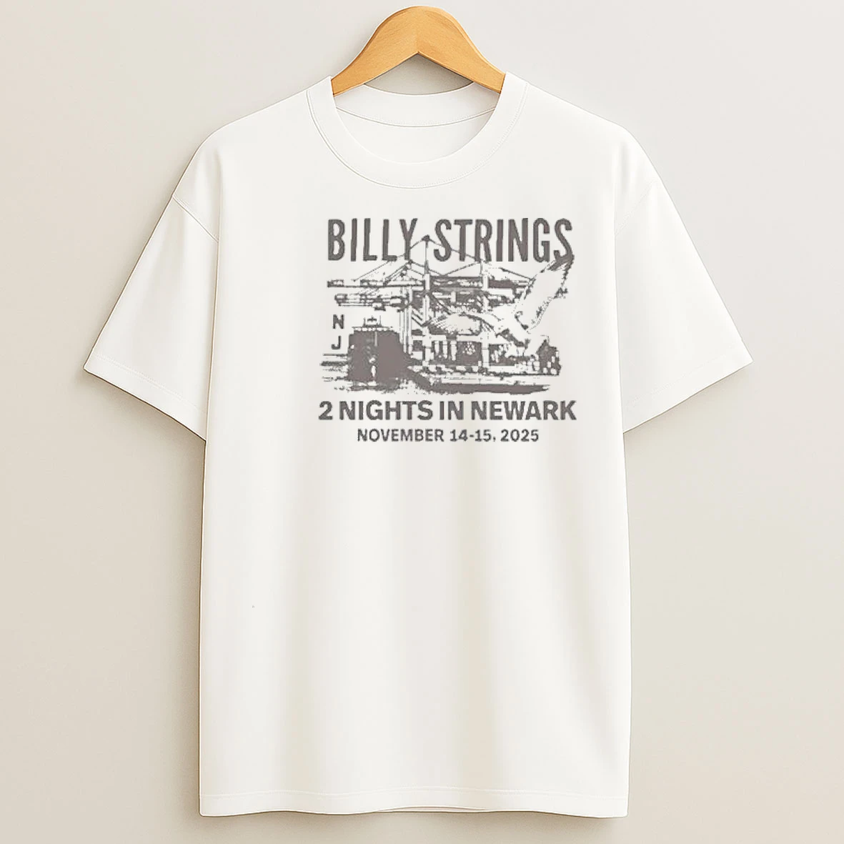 Billy Strings 2 Nights In Newark November 14 15 2025 Circle White T Shirts