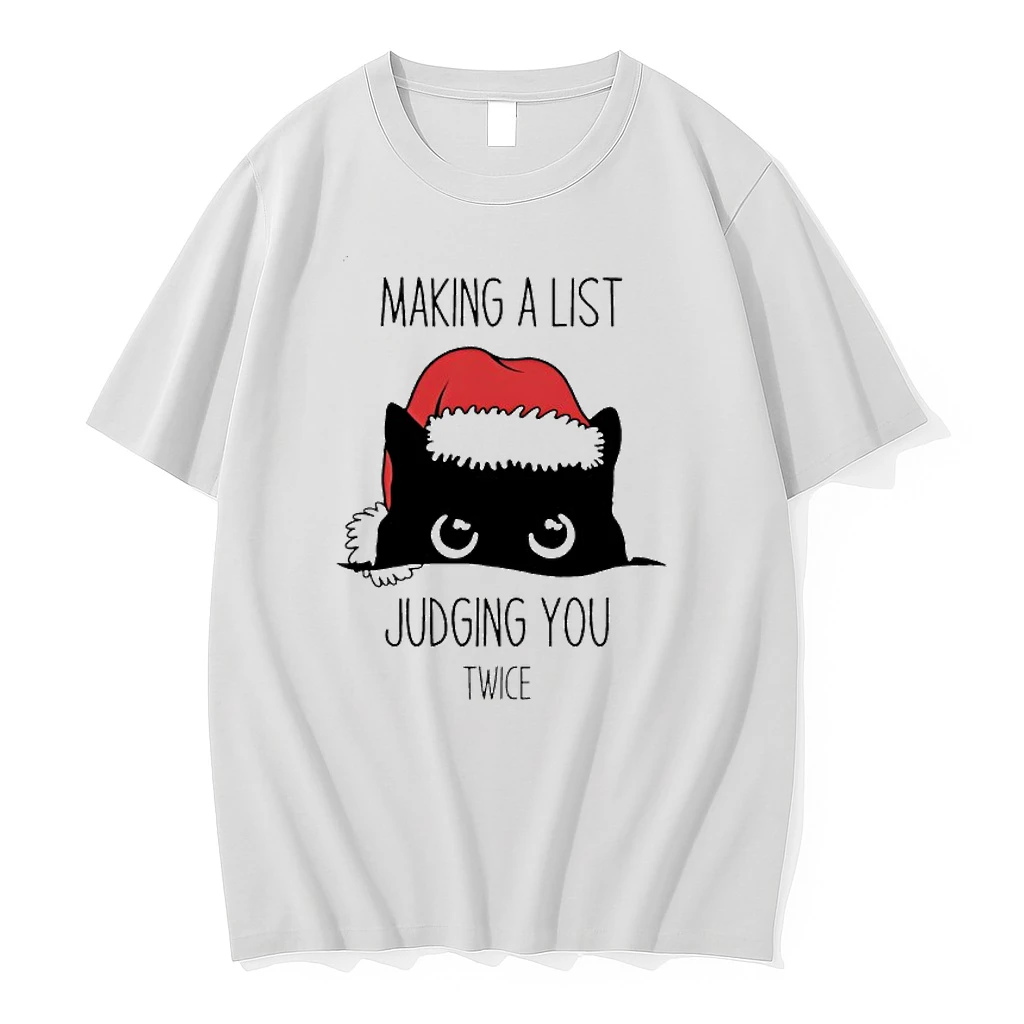 Black Cat Christmas Making A List Judging You Twice Shirts