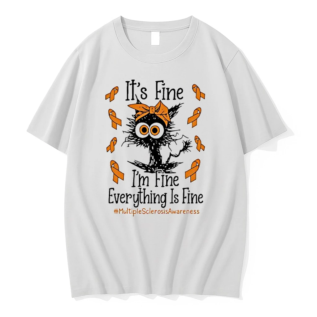 Black Cat Its Fine Im Fine Multiple Sclerosis Logo Shirts