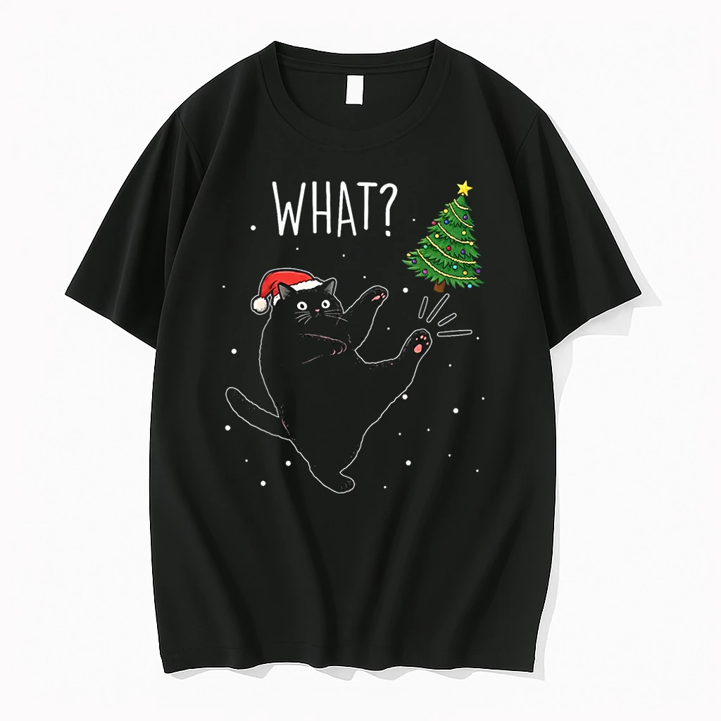 Black Cat What Christmas Tree Meme Xmas Shirts