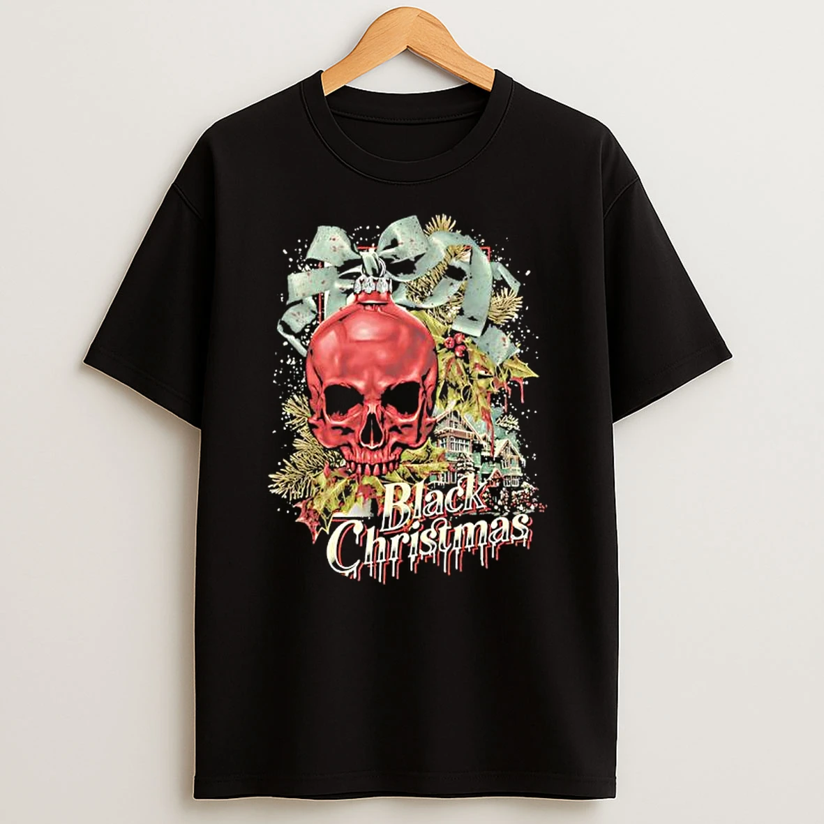 Black Chrismas Seasons Greetings Skull Shirts