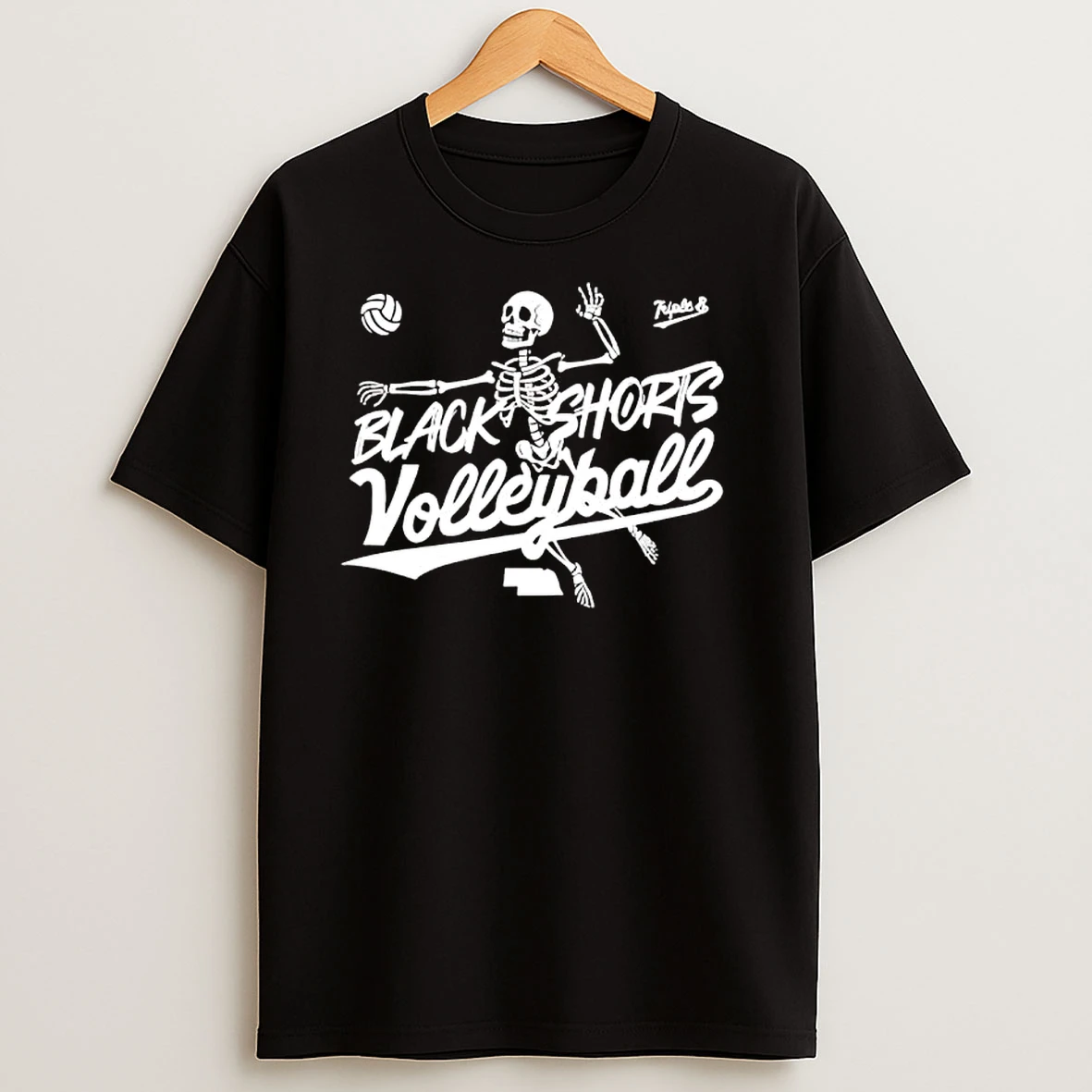 Black Shorts Volleyball Skeleton T Shirts