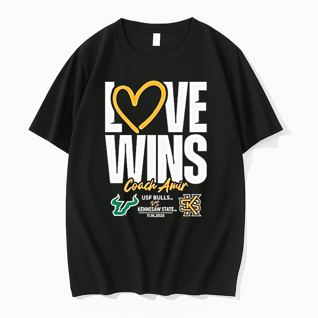 Black Usf Vs Kennesaw State Love Wins Coach Amir Shirts