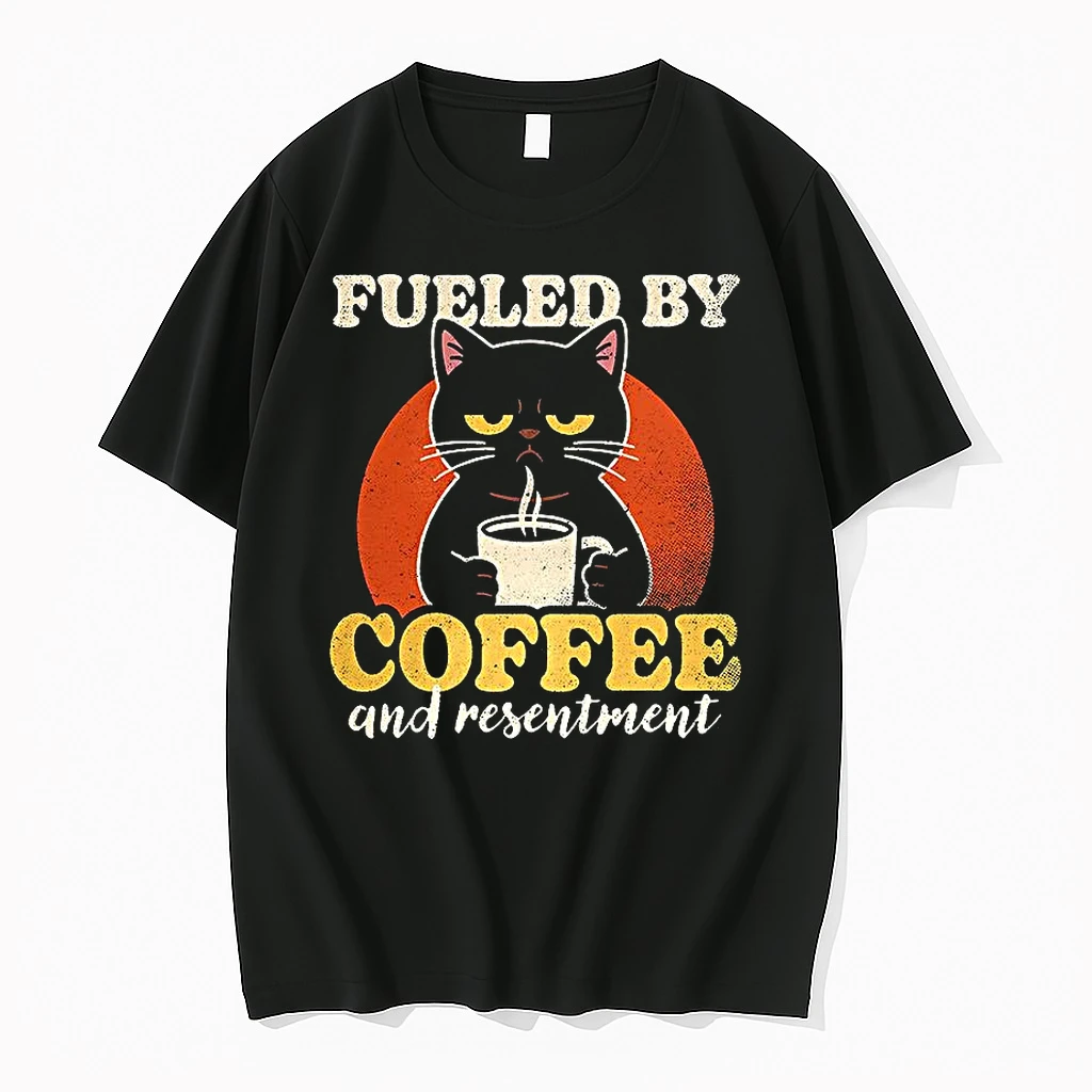 Black Cat Fueled By Coffee And Resentment Shirts
