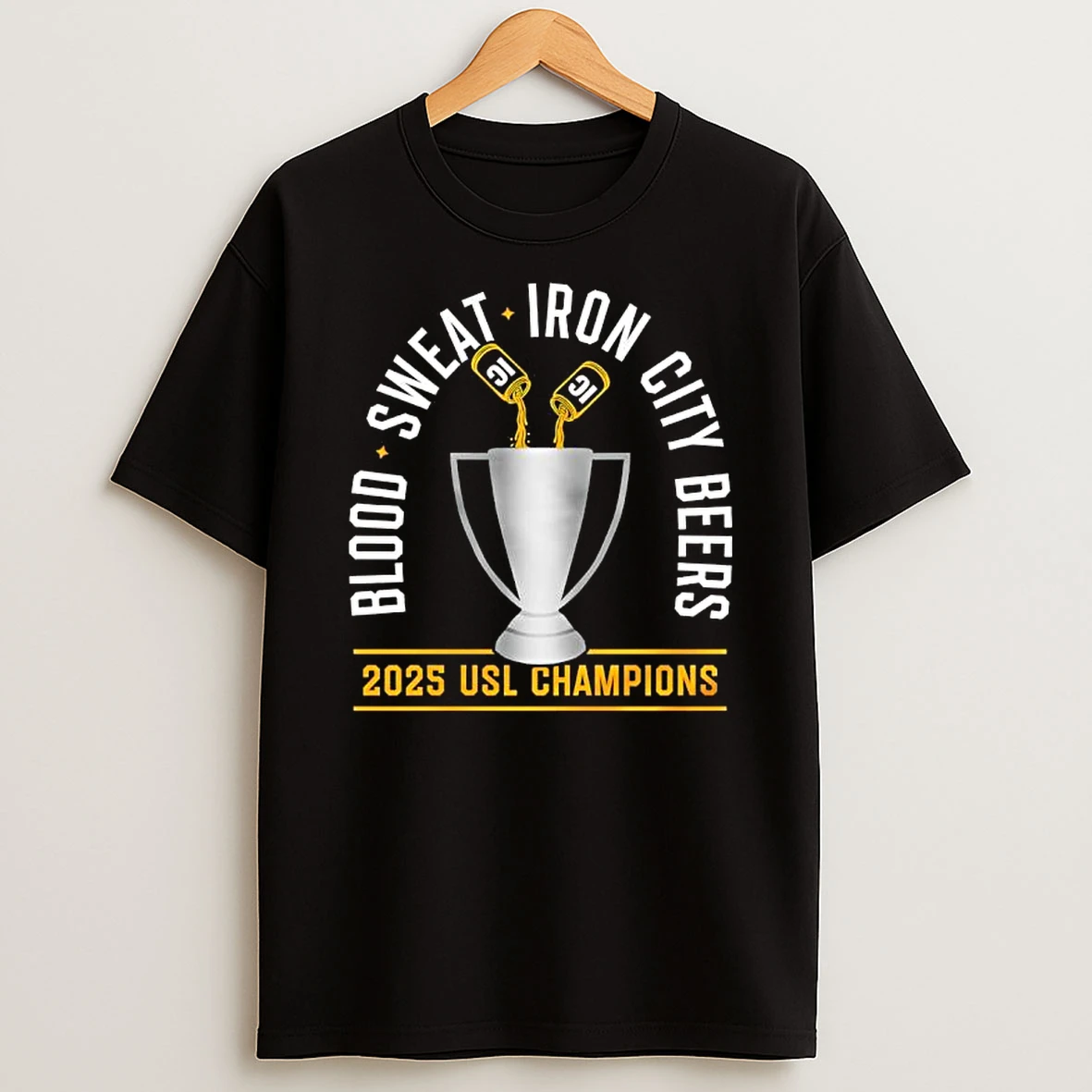 Blood Sweat Iron City Beers 2025 Usl Champions Shirts