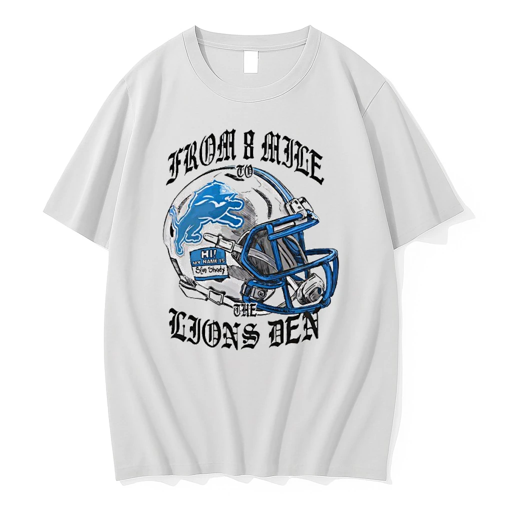 Blue Eminem X Detroit Lions Helmet Shirts