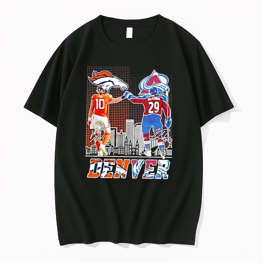 Bo Nix Denver Broncos X Nathan Mackinnon Colorado Avalanche Shirts
