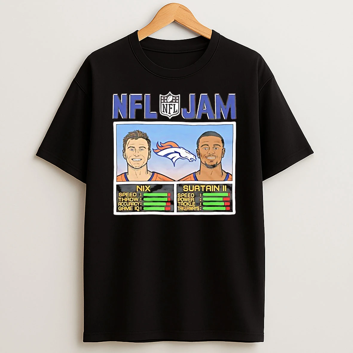 Bo Nix And Patrick Surtain Ii Nfl Jam Denver Broncos Shirts