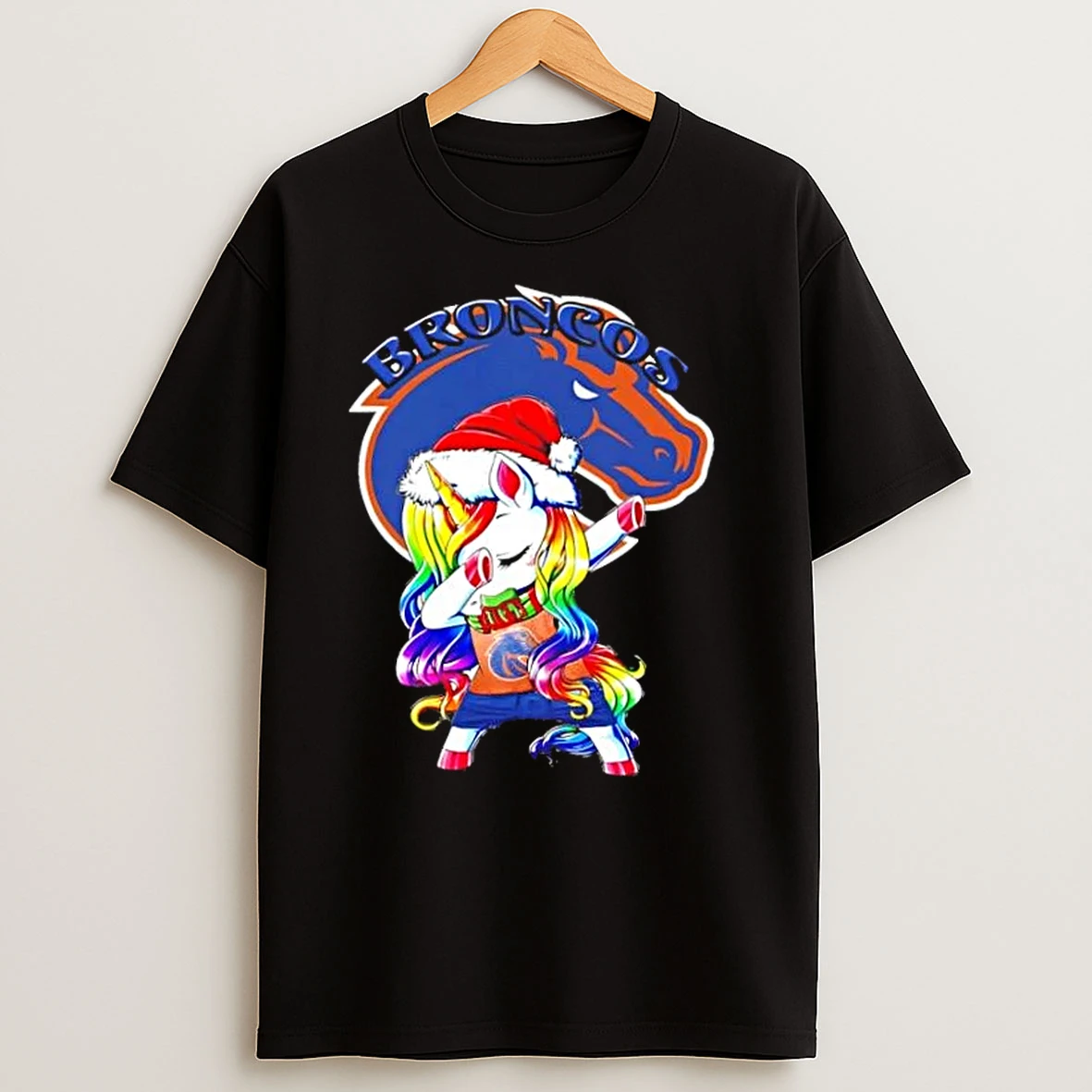 Boise State Broncos Football X Unicorn Santa Hat Dabbing Merry Christmas T Shirts