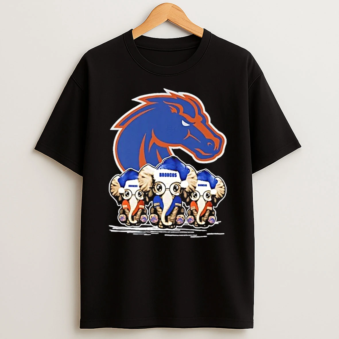 Boise State Broncos X Elephants Santa Hat Merry Christmas Shirts