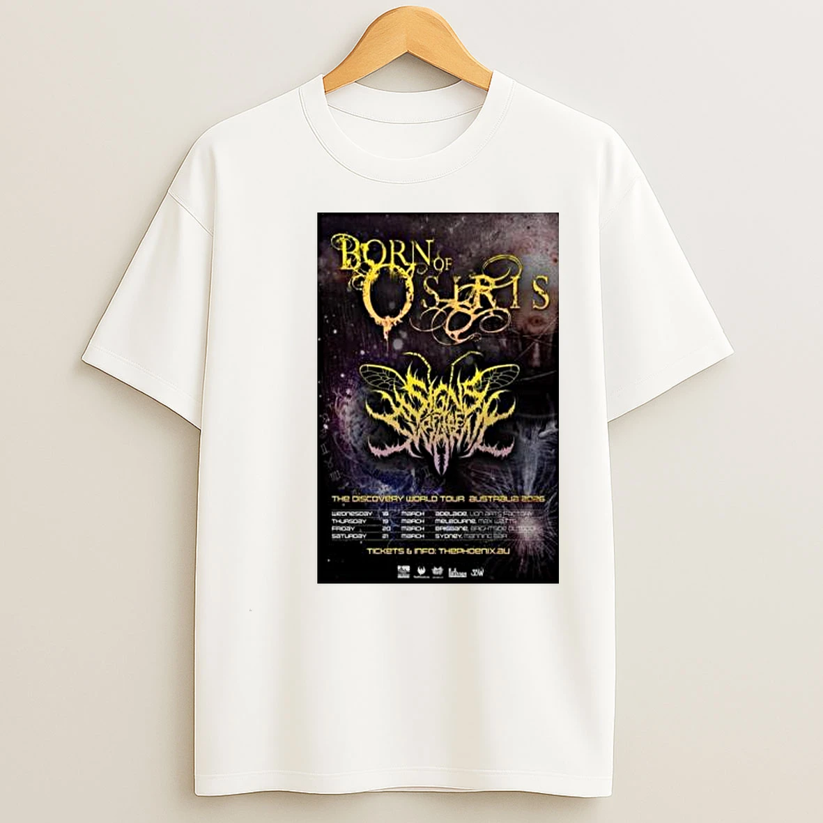 Born Of Osiris The Discovery World Tour Australia 2026 Circle White T Shirts