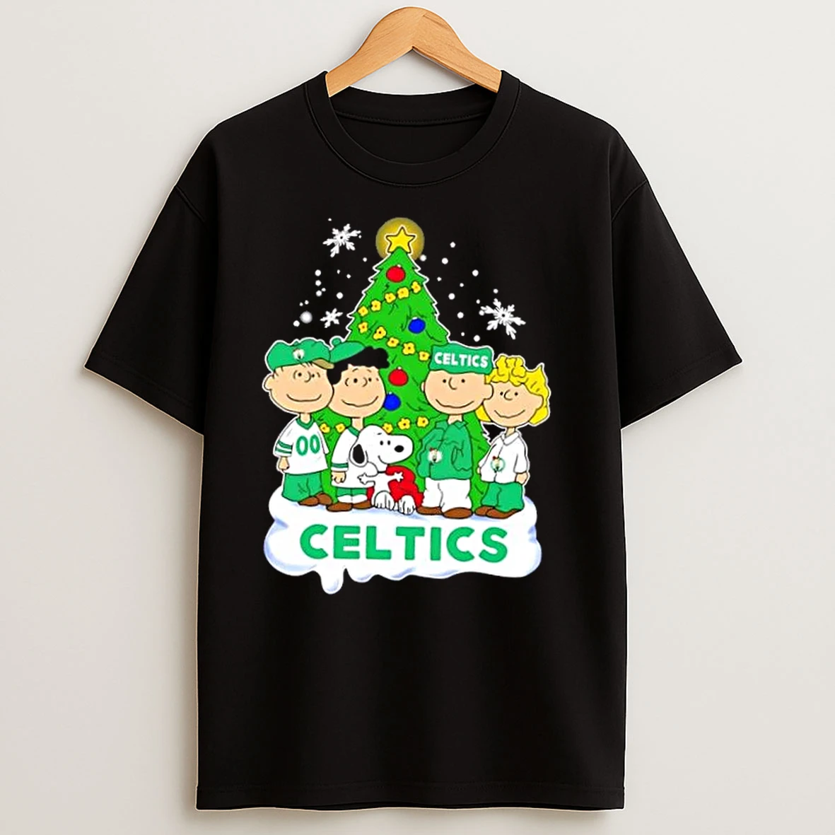 Boston Celtics X Peanuts Snoopy And Friends Christmas Tree T Shirts