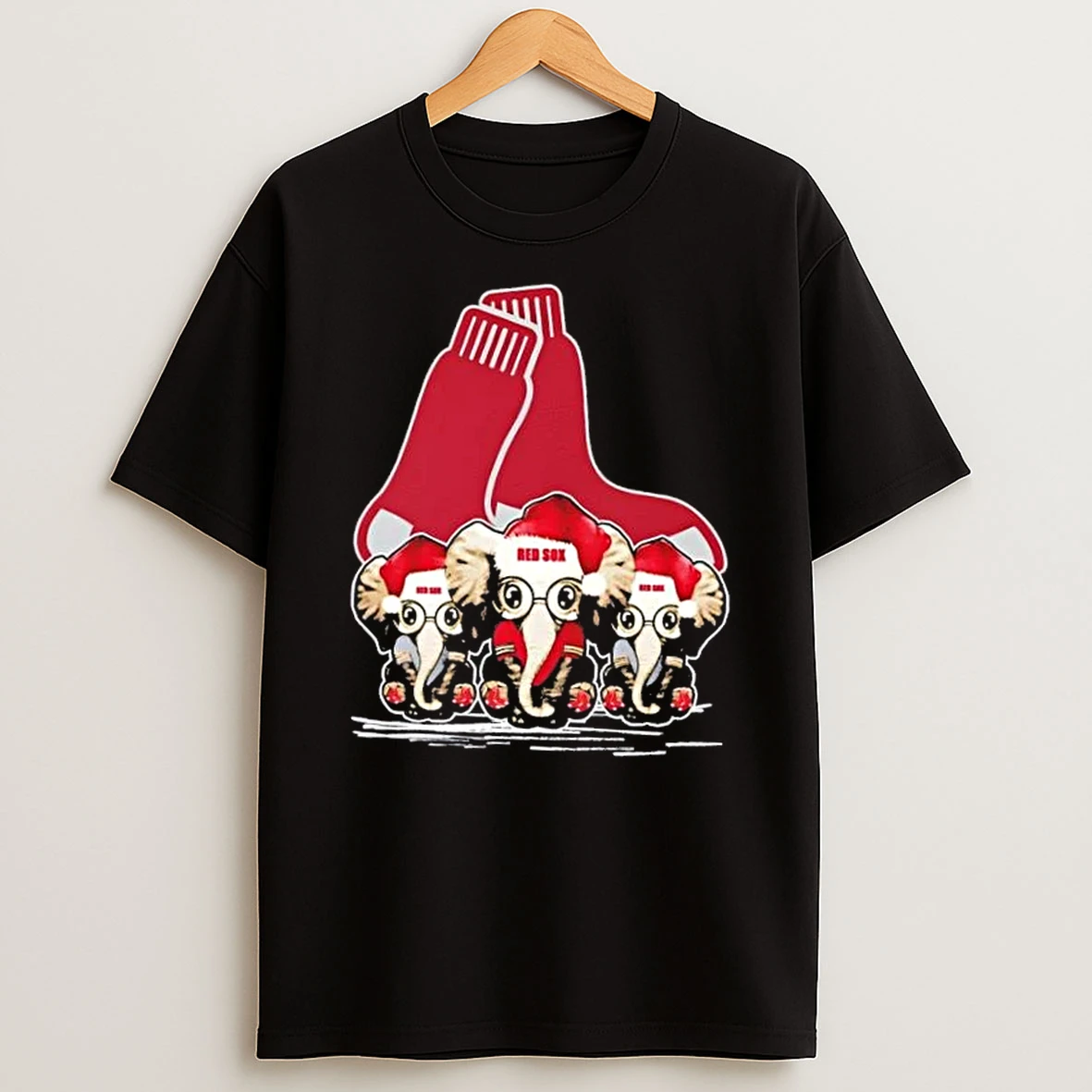 Boston Red Sox X Elephants Santa Hat Merry Christmas Shirts