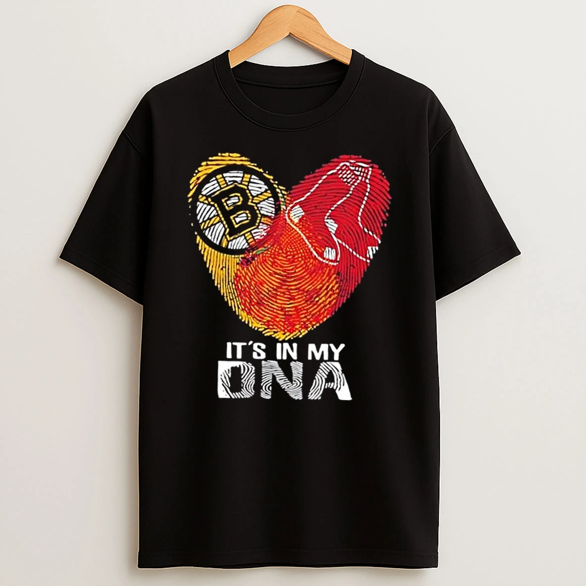 Boston City Sports Bruins X Red Sox Its In My Dna Fingerprint Heart Shirts