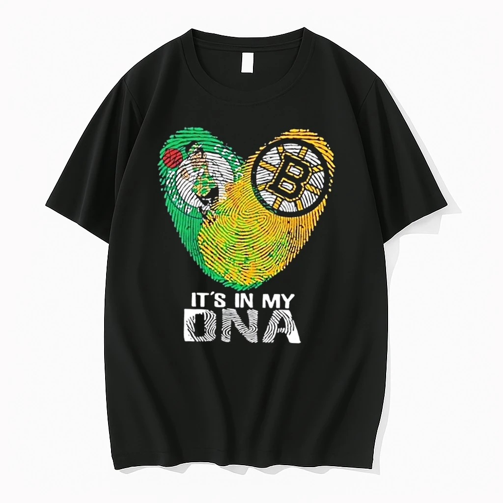 Boston City Sports Celtics X Bruins Its In My Dna Fingerprint Heart Shirts