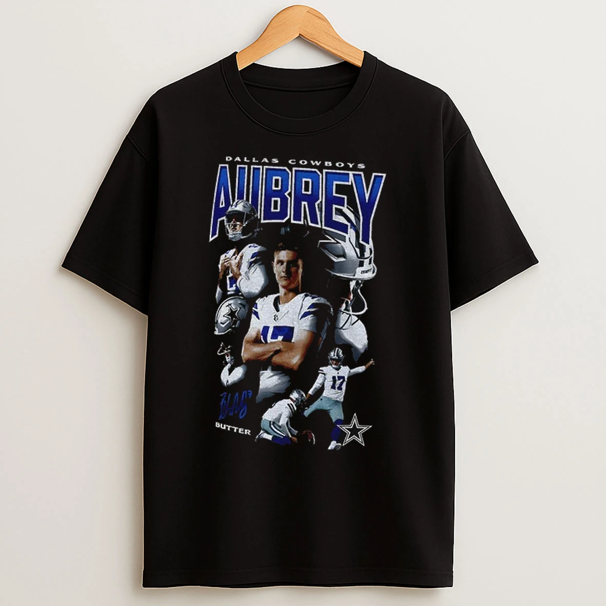 Brandon Aubrey Butter 17 Dallas Cowboys Nfl Football Signature Graphic T Shirts