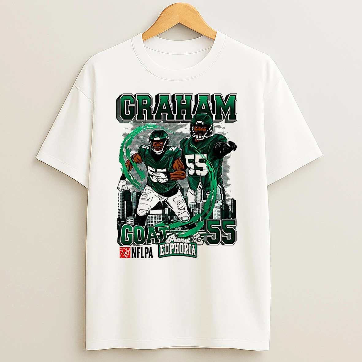 Brandon Graham Philadelphia Eagles Football Number 55 Skyline Cartoon T Shirts