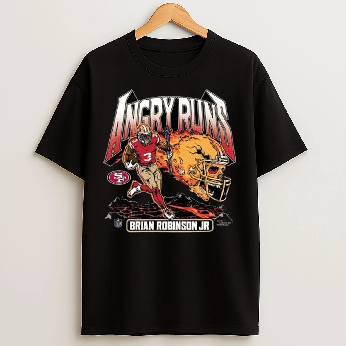 Brian Robinson Jr San Francisco 49ers Angry Runs Player Graphic Tri Blend Circle Black T Shirts