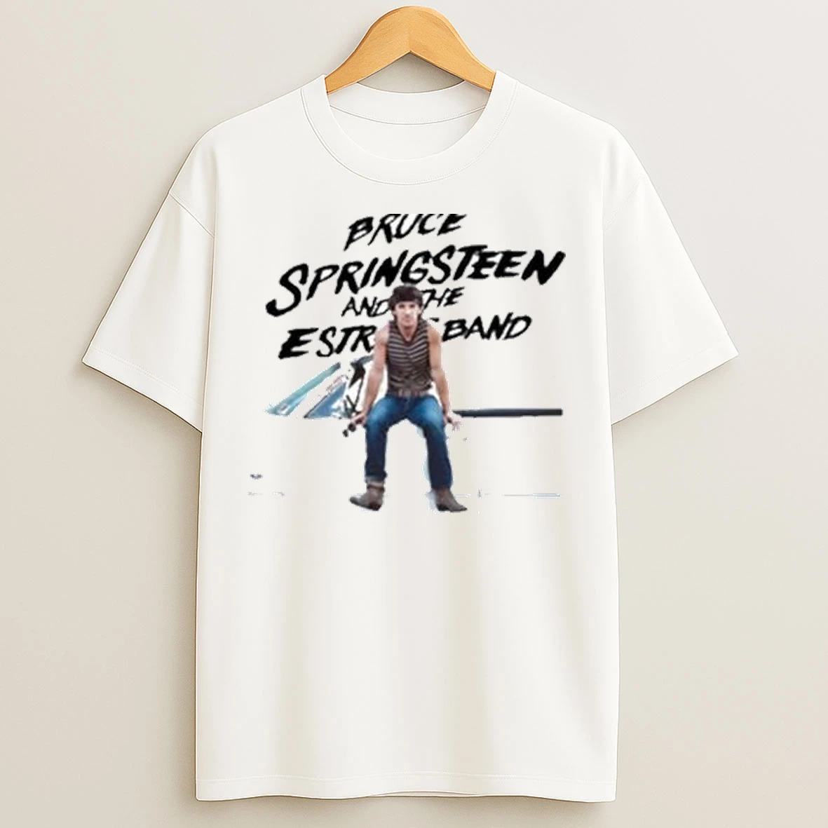 Bruce Springsteen Retro Born In The America Circle White T Shirts