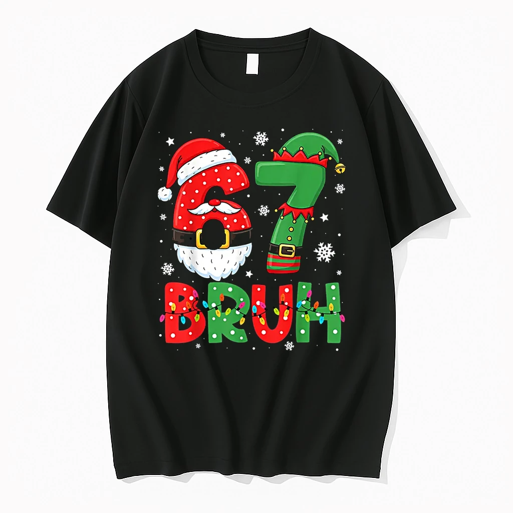 Bruh 67 Six Seven 6 7 Meme Christmas Boys Santa Elf Shirts