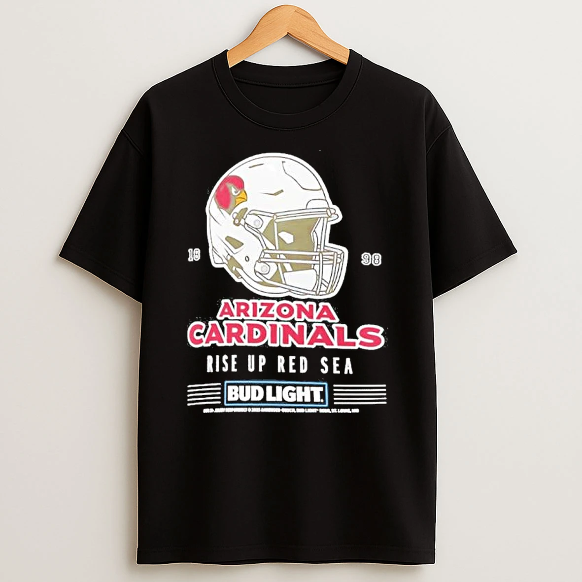 Bud Light X Arizona Cardinals Rise Up Red Sea Helmet Shirts