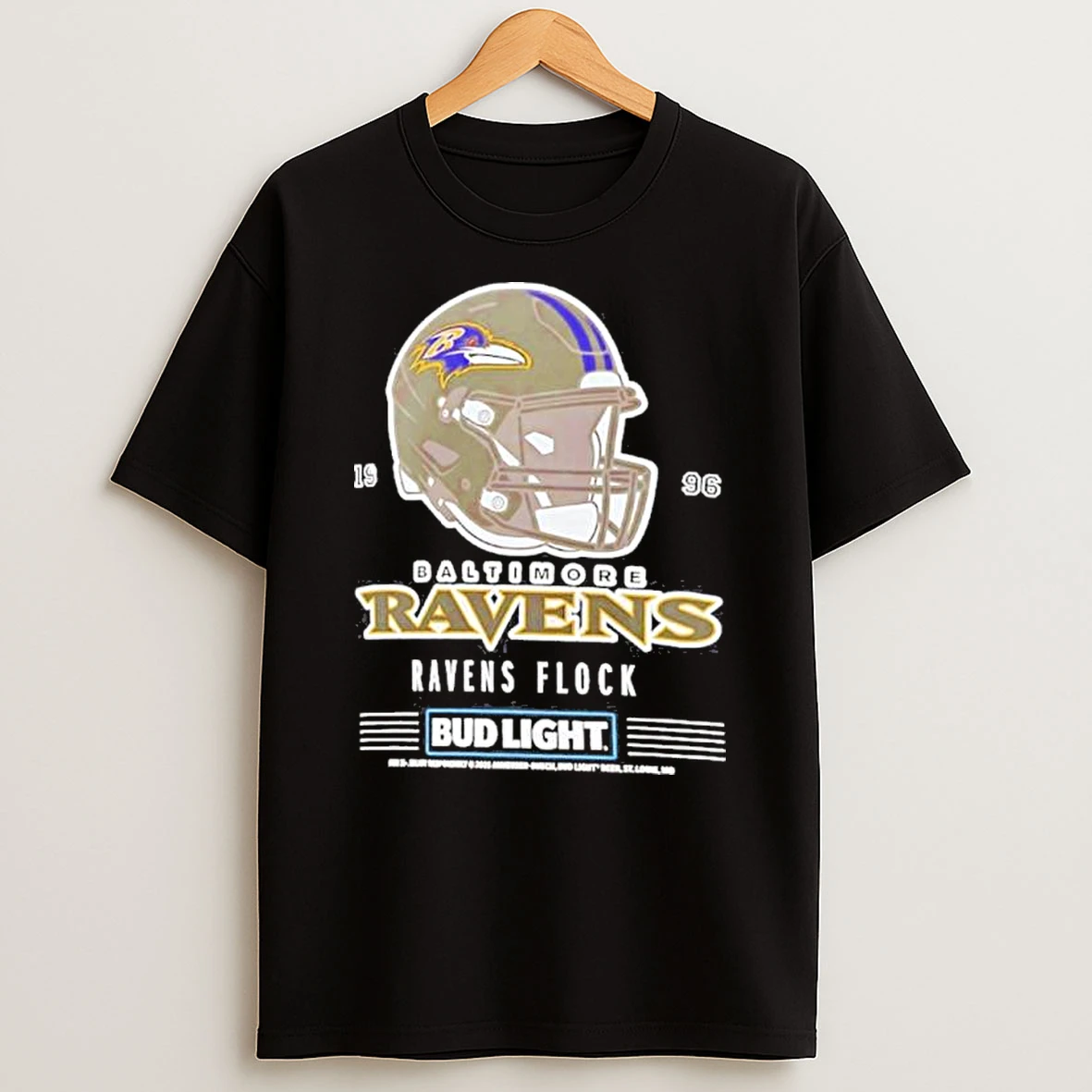 Bud Light X Baltimore Ravens Ravens Flock Helmet Shirts