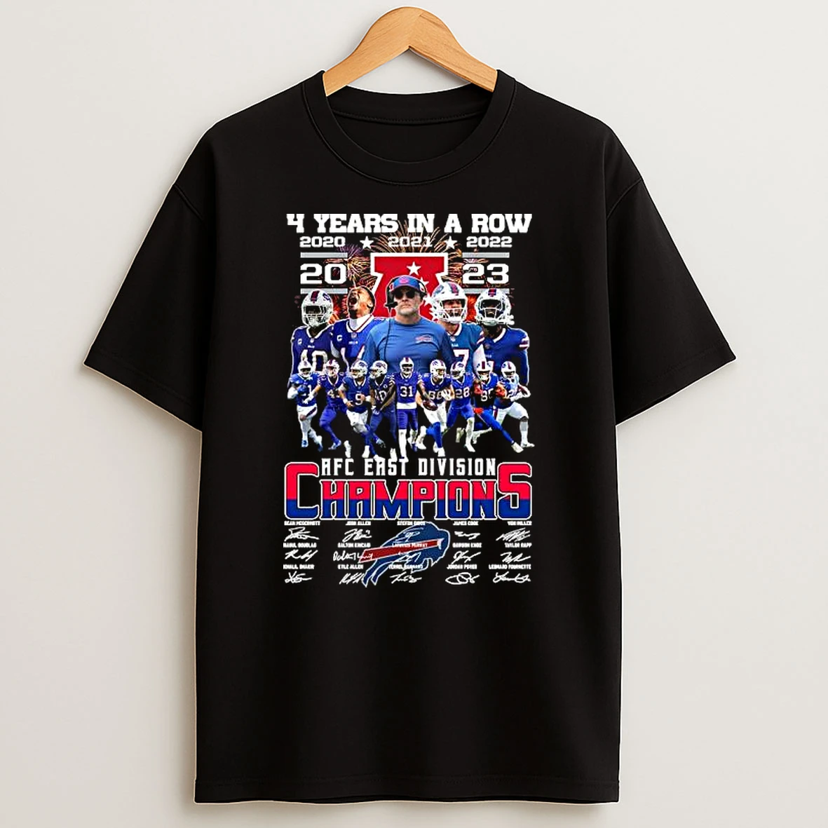 Buffalo Bills 4 Years In A Row 2023 Afc East Division Champions Signatures Shirts