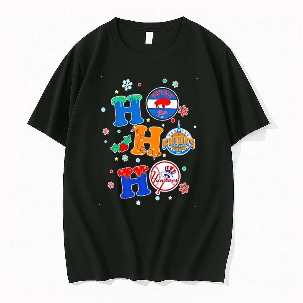 Buffalo Bills New York Knicks X Yankees Ho Ho Ho Merry Christmas Shirts
