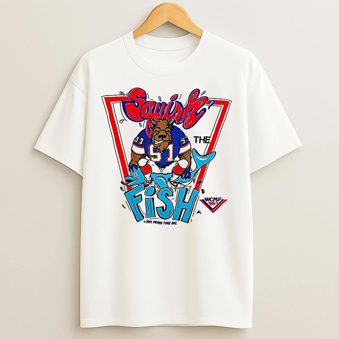 Buffalo Bills Squish The Fish Cartoon 90s Vintage T Shirts