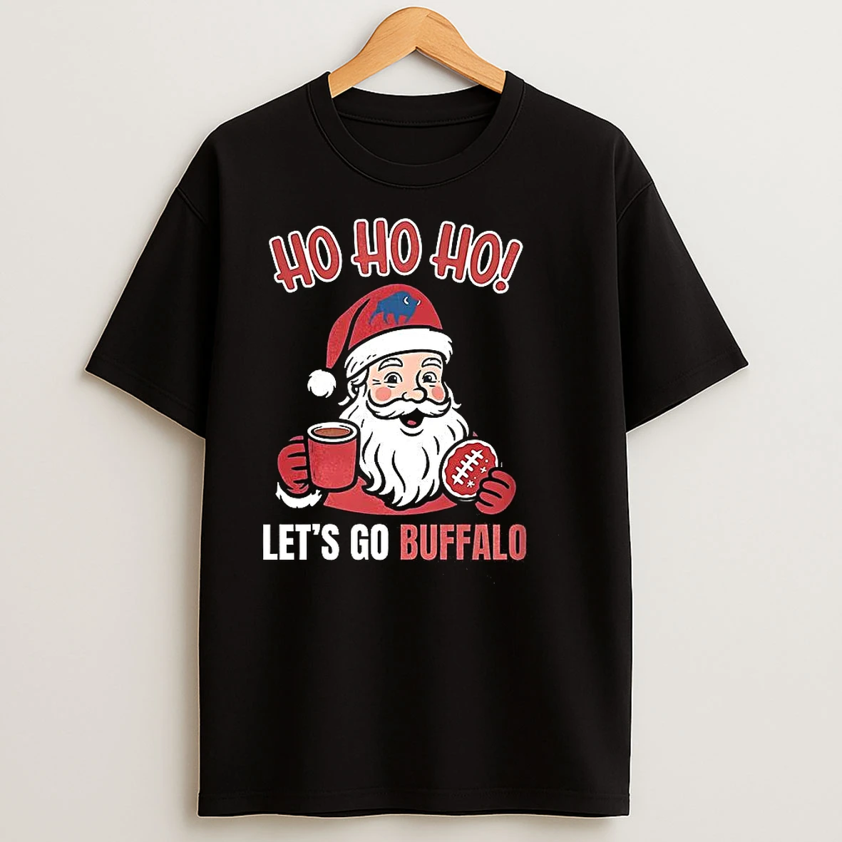 Buffalo Bills Football Santa Claus Ho Ho Ho Lets Go Buffalo Christmas T Shirts