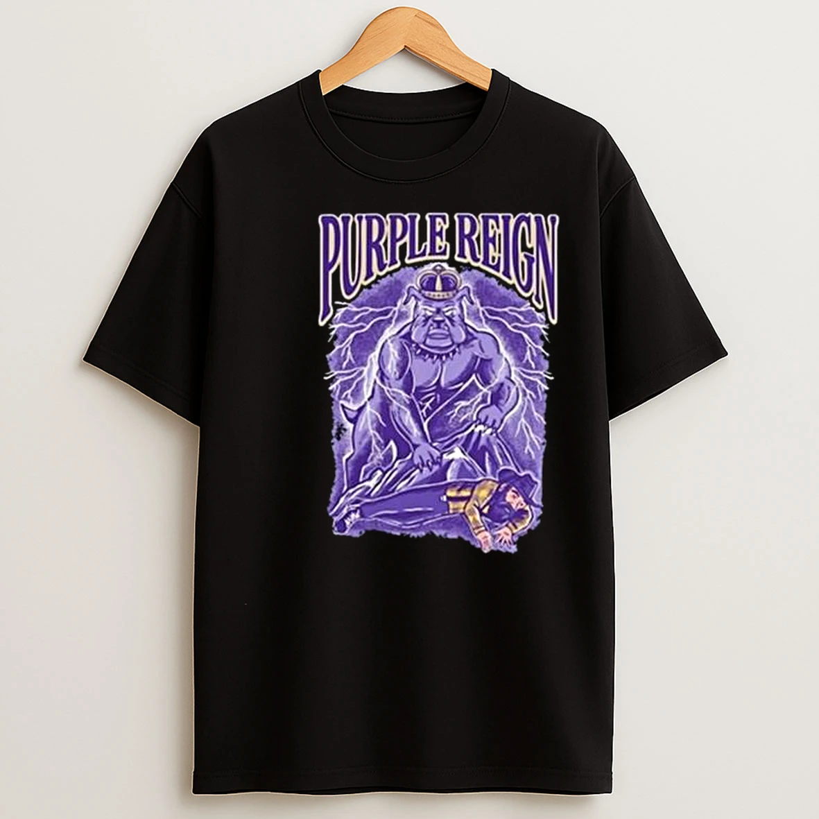 Bulldog Mascot Purple Reign Pocket Circle Black T Shirts