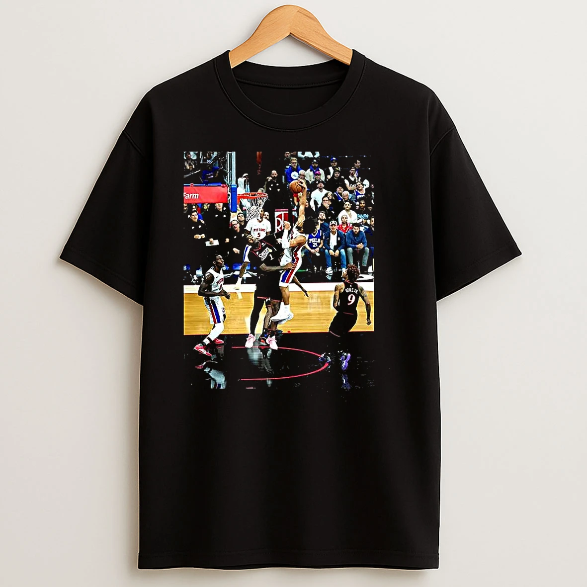 Cade Cunningham Detroit Pistons Dunking Over Andre Drummond Philadelphia 76ers T Shirts
