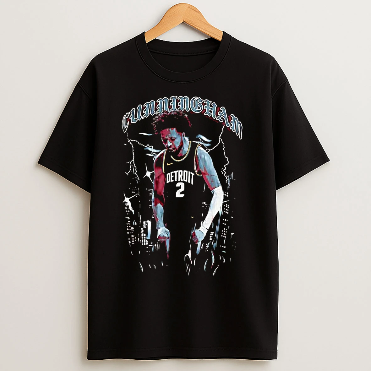 Cade Cunningham City Skyline Detroit Pistons T Shirts