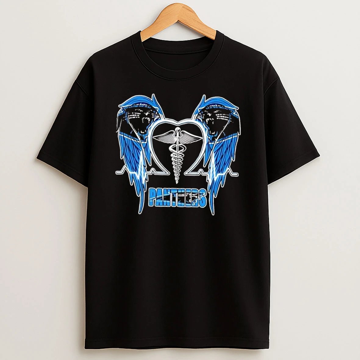 Caduceus Wings Heartbeat Carolina Panthers Football Shirts