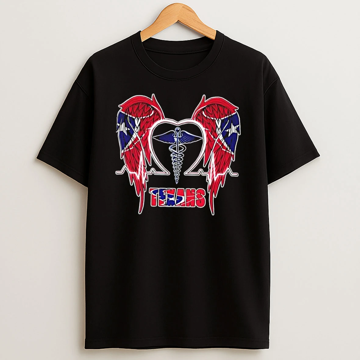 Caduceus Wings Heartbeat Houston Texans Football Shirts