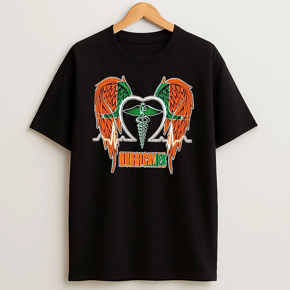 Caduceus Wings Heartbeat Miami Hurricanes Football Shirts