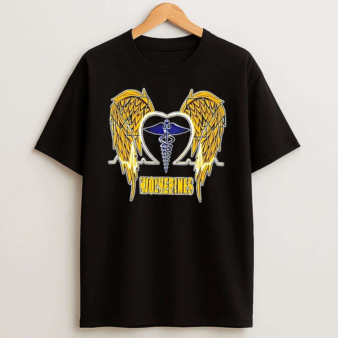 Caduceus Wings Heartbeat Michigan Wolverines Football Shirts