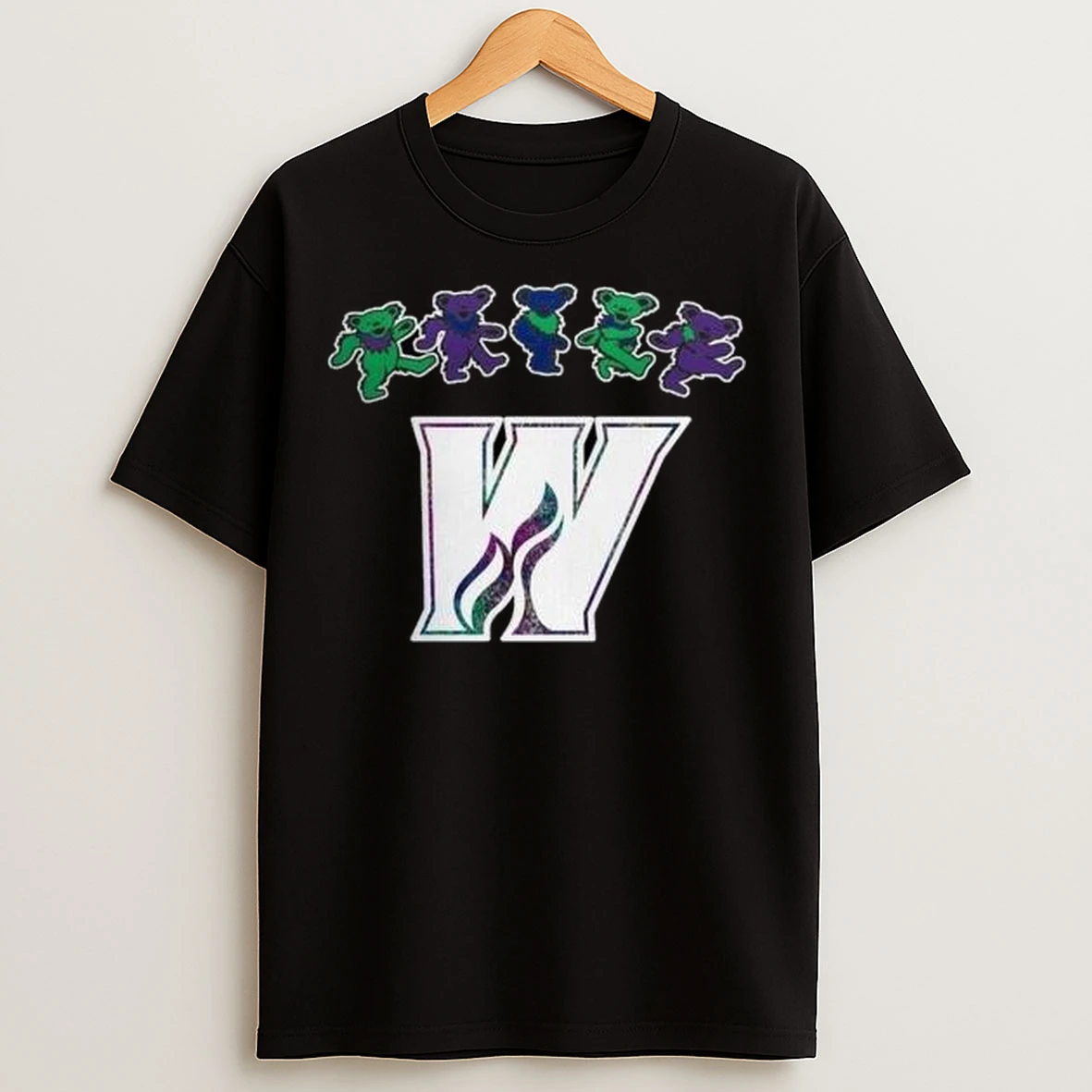 Calgary Wranglers X Grateful Dead 60 Years 2025 Hockey Circle Black T Shirts