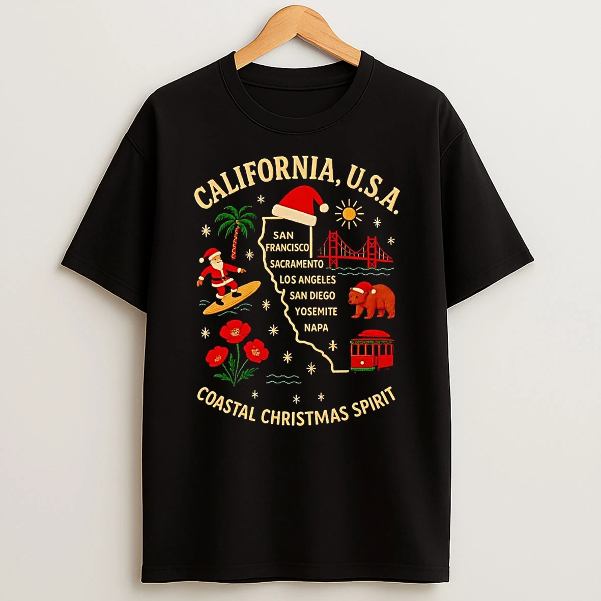 California Usa Coastal Christmas Spirit Shirts