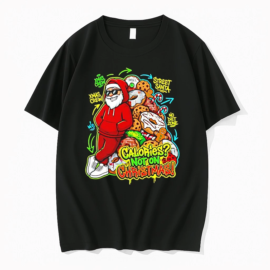 Calories Not On Christmas Urban Streetwear Santa Black Shirts