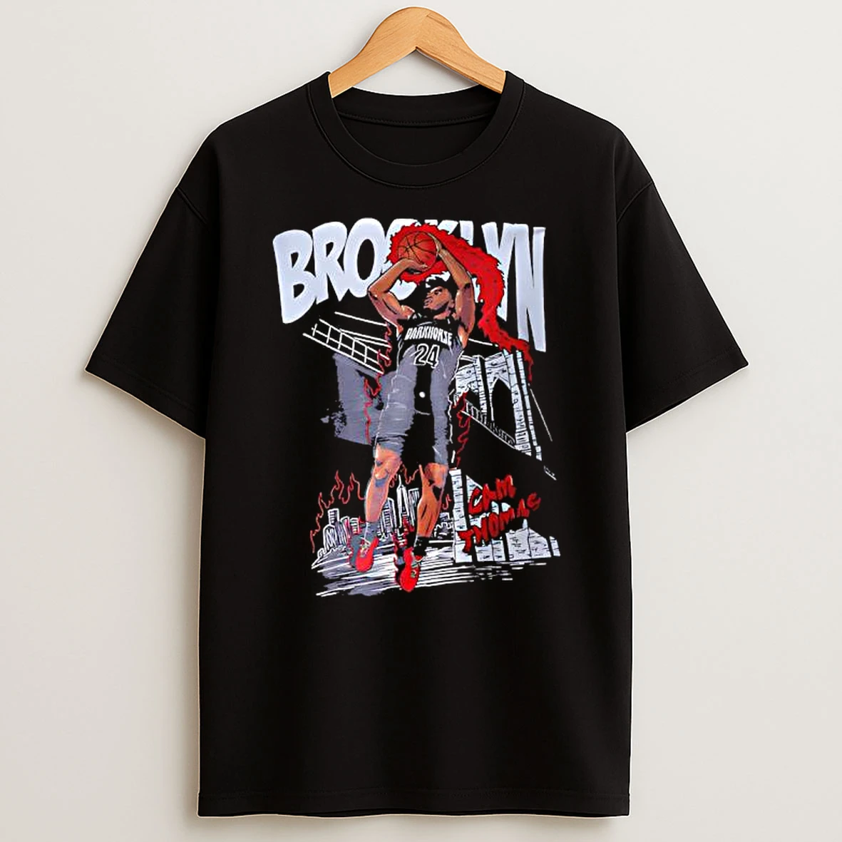 Cam Thomas Brooklyn Nets Brooklyn Bridge In The Background Graphic Shirts