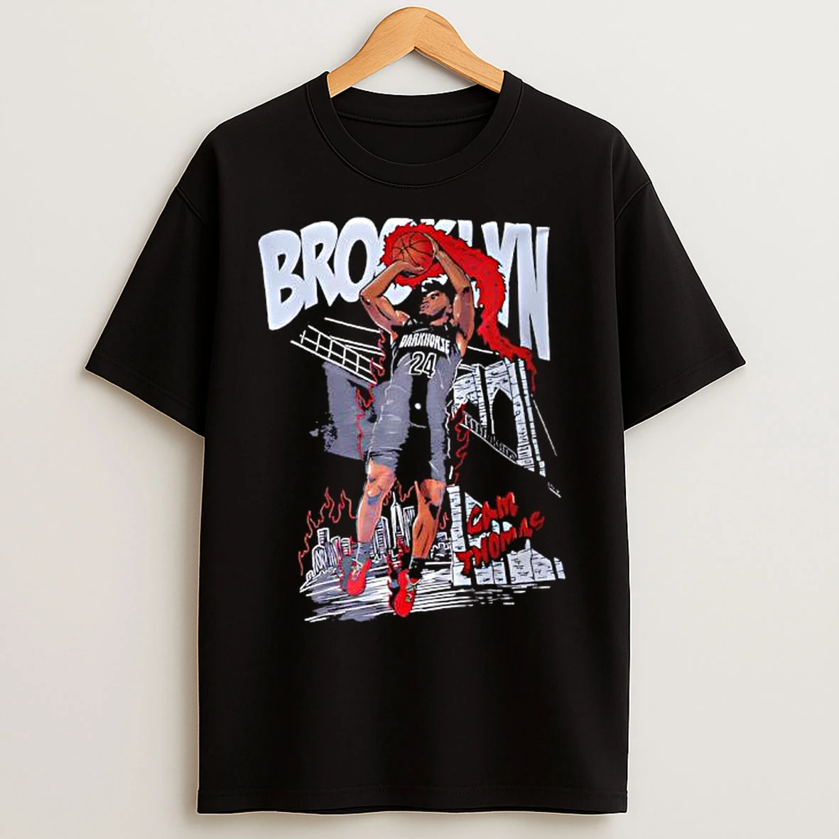 Cam Thomas Brooklyn Nets Brooklyn Bridge In The Background Graphic T Shirts
