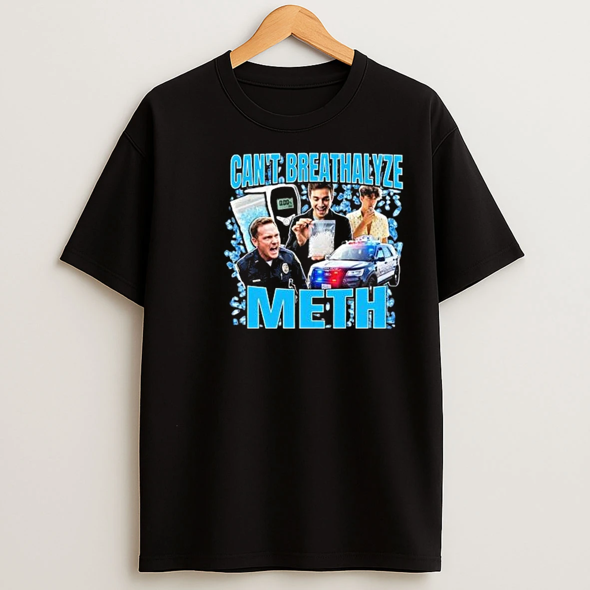 Cant Breathalyze Meth Circle Black T Shirts