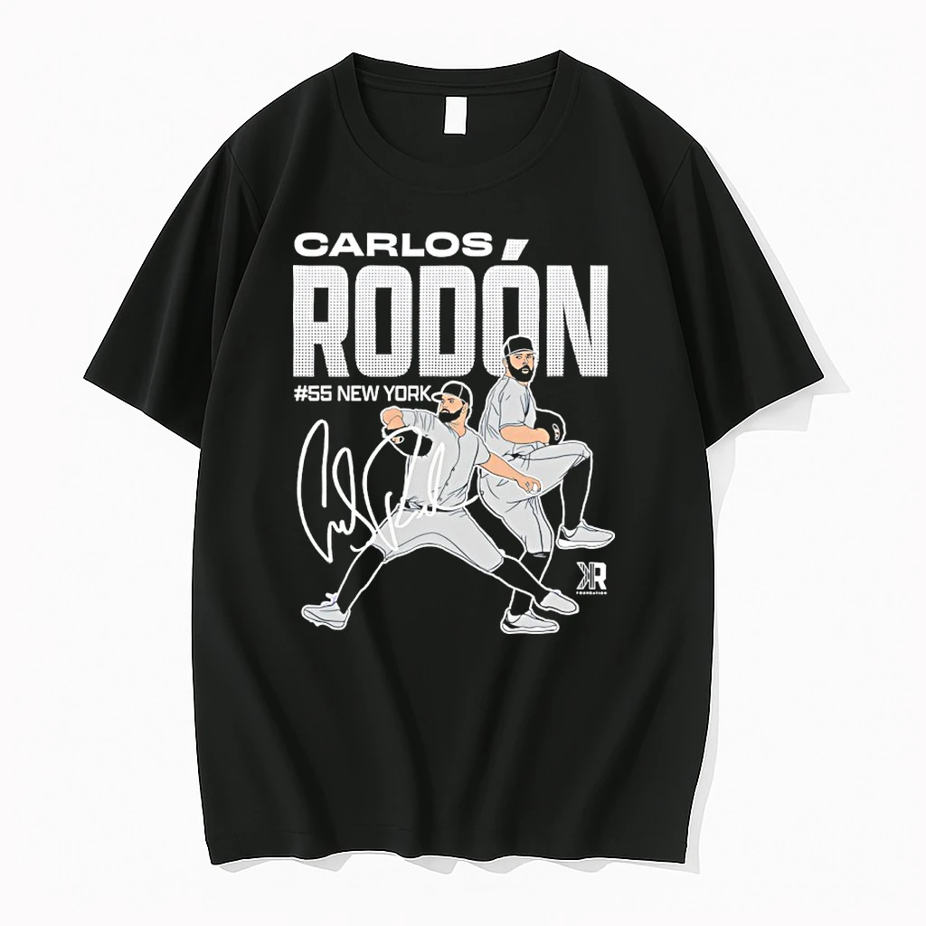 Carlos Rodon 55 New York Yankees Autographed Cartoon Shirts