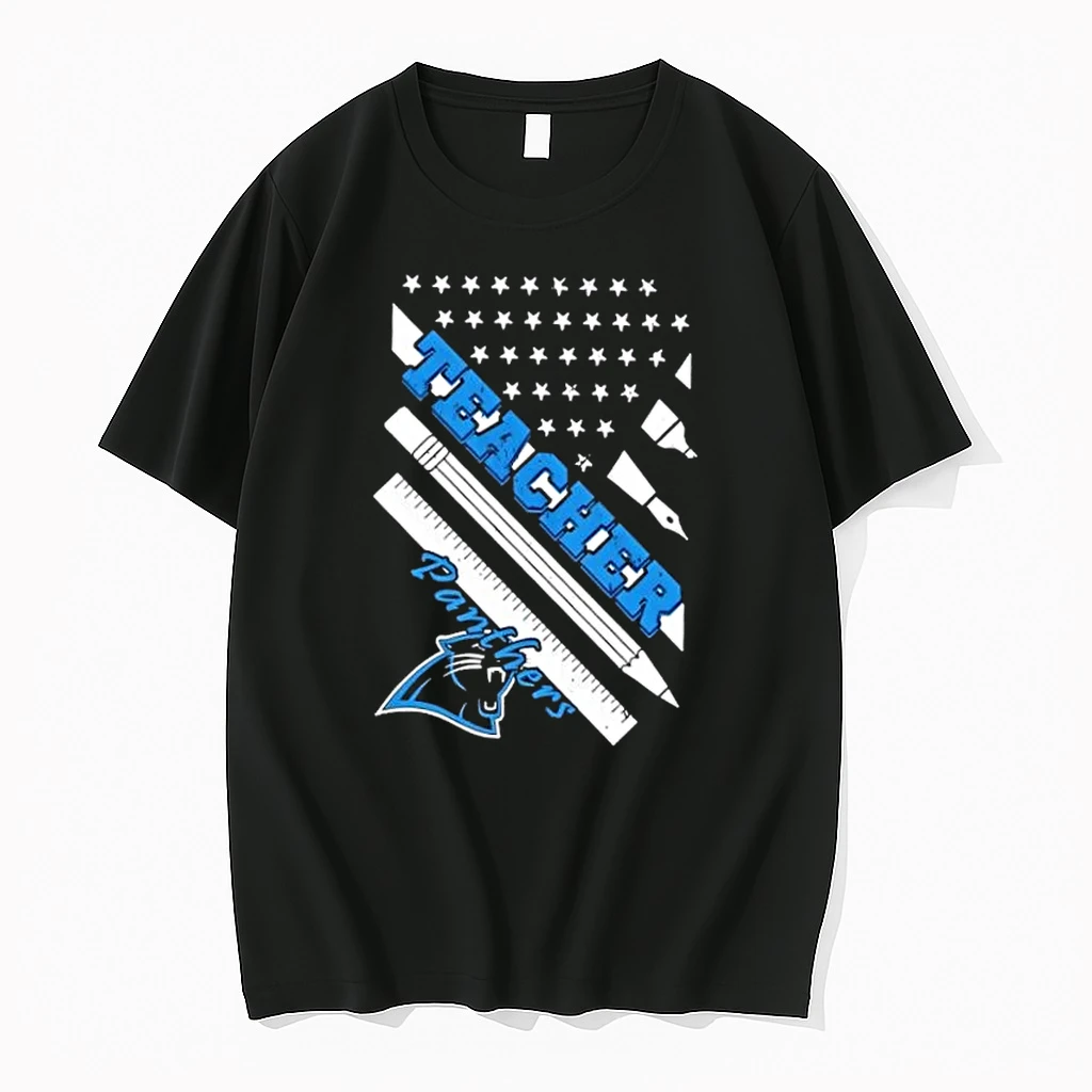 Carolina Panthers Football X Teacher American Flag Shirts